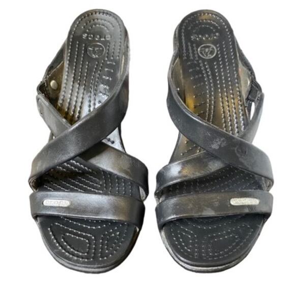Crocs Cyprus IV Black Sandals Sz 9 EUC - Picture 4 of 6